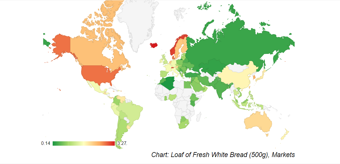 أسعار رغيف الخبز في جميع دول العالم فبراير 2022